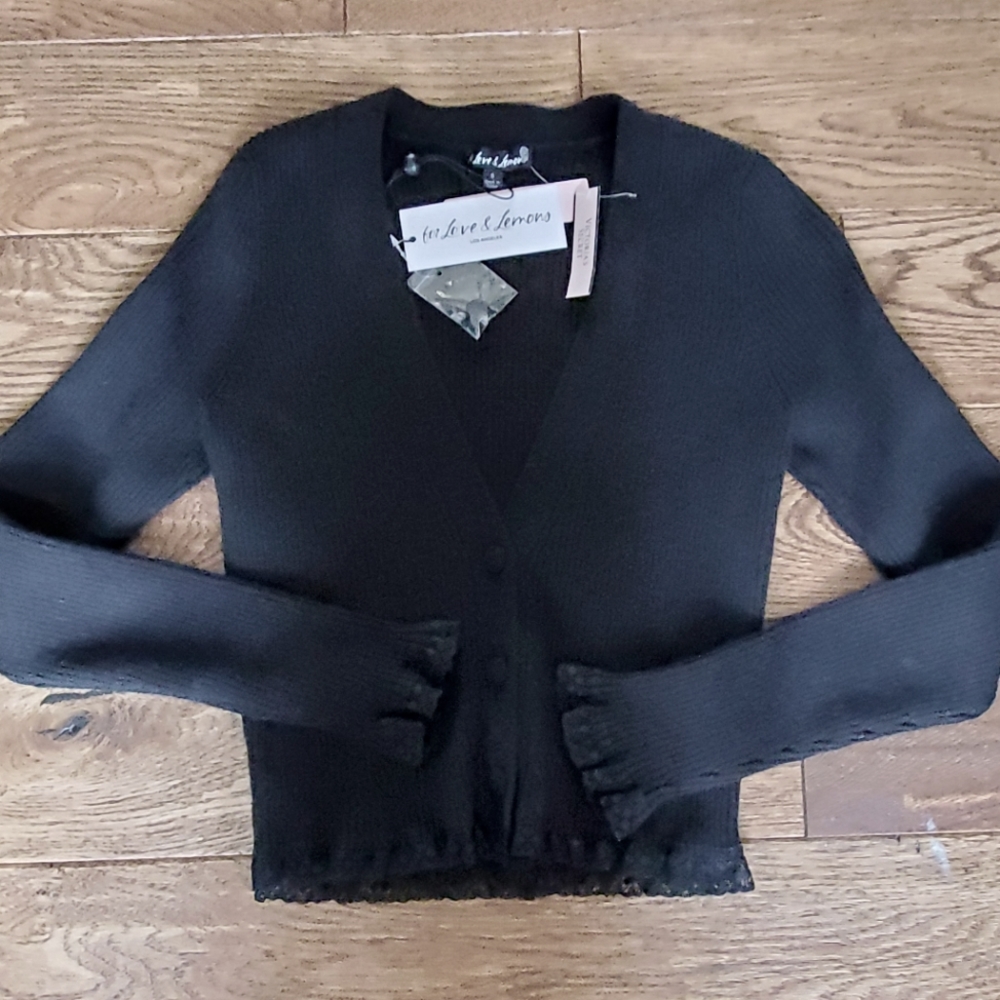 For Love and Lemons x Victoria Secrets Nina Cardigan Black Size Small